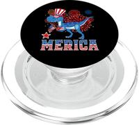Merica Dinosaur T Rex Patriotic American Flag 4th of July PopSockets PopGrip para MagSafe