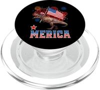 Merica Dinosaur T Rex Patriotic American Flag 4th of July PopSockets PopGrip para MagSafe