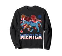 Merica Dinosaur T Rex Patriotic American Flag 4th of July Sudadera