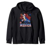Merica Dinosaur T Rex Patriotic American Flag 4th of July Sudadera con Capucha