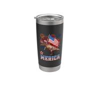 Merica Dinosaur T rex Patriotic American Flag 4th Of July Vaso térmico de acero inoxidable de doble pared