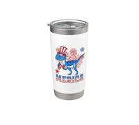Merica Dinosaur T rex Patriotic American Flag 4th Of July Vaso térmico de acero inoxidable de doble pared