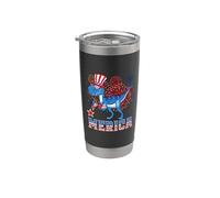 Merica Dinosaur T rex Patriotic American Flag 4th Of July Vaso térmico de acero inoxidable de doble pared