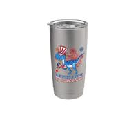 Merica Dinosaur T rex Patriotic American Flag 4th Of July Vaso térmico de acero inoxidable de doble pared