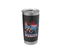 Merica Dinosaur T rex Patriotic American Flag 4th Of July Vaso térmico de acero inoxidable de doble pared