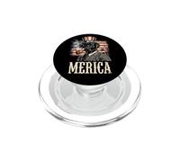 Merica Labrador Negro con Pipa, Bandera patriótica Americana PopSockets PopGrip para MagSafe
