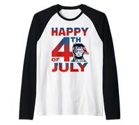 Merica Lincoln American Flag Sunglasses Happy 4th of July Camiseta Manga Raglan
