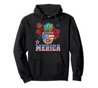 Merica Pineapple 4th of July Fireworks Patriotic USA Flag Sudadera con Capucha