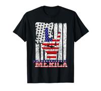 Merica Rock Sign 4th of July Vintage American Flag Retro USA Camiseta