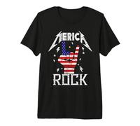 Merica Rock Sign 4th of July Vintage American Flag Retro USA Camiseta Premium