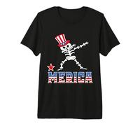 Merica Skeleton Dabbing 4th of July Patriotic American Flag Camiseta Premium