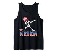 Merica Skeleton Dabbing 4th of July Patriotic American Flag Camiseta sin Mangas