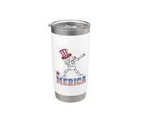 Merica Skeleton Dabbing 4th of July Patriotic American Flag Vaso térmico de acero inoxidable de doble pared