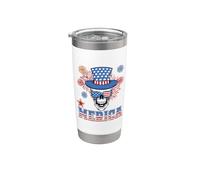 Merica Skull Firework 4th of July Patriotic American Flag Vaso térmico de acero inoxidable de doble pared