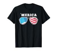 Merica Sunglasses Patriotic American Flag 4th of July USA Camiseta