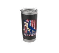 Merica T Rex Dinosaur American Flag Patriotic 4th Of July Vaso térmico de acero inoxidable de doble pared