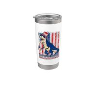 Merica T Rex Dinosaur American Flag Patriotic 4th Of July Vaso térmico de acero inoxidable de doble pared