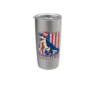 Merica T Rex Dinosaur American Flag Patriotic 4th Of July Vaso térmico de acero inoxidable de doble pared