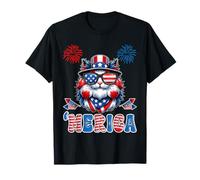 Merica USA American Flag Patriotic Happy 4th of July Cat Camiseta