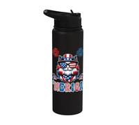 Merica Usa American Flag Patriotic Happy 4th Of July Cat Stainless Steel Insulated Water Bottle