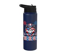 Merica Usa American Flag Patriotic Happy 4th Of July Cat Stainless Steel Insulated Water Bottle