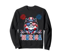 Merica USA American Flag Patriotic Happy 4th of July Cat Sudadera