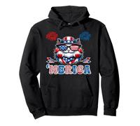 Merica USA American Flag Patriotic Happy 4th of July Cat Sudadera con Capucha