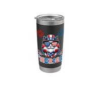 Merica Usa American Flag Patriotic Happy 4th Of July Cat Vaso térmico de acero inoxidable de doble pared