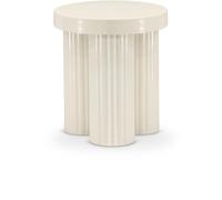 Meridian Furniture 279Cream-ET Rhodes Collection - Mesa auxiliar Art Deco con acabado crema, mesa de metal de hierro, patas estriadas, 20 pulgadas de ancho x 20 pulgadas de profundidad x 22 pulgadas
