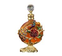 MERIGLARE Botella de perfume vacía rellenable, botella de perfume de vidrio de 30 ml, decoración del hogar, hermoso recipiente reutilizable con relieve de, Naranja