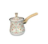 MERIGLARE Cafetera árabe, Olla para Derretir Y Chocolate con Tapa Y para Verter, Olla para Calentar Leche, Olla para Derretir, Olla para Ha, Patrón Rojo, 900ml