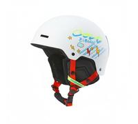 MERIGLARE Casco de Esquí para Niños con Orejeras Calientes Extraíbles Material Absorbente de Impactos Cierre con Rueda Personalizada y Entradas de Aire, Blanco Graffiti