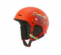 MERIGLARE Casco de Esquí para Niños con Orejeras Calientes Extraíbles Material Absorbente de Impactos Cierre con Rueda Personalizada y Entradas de Aire, Naranja Graffiti