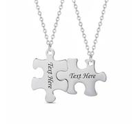 MERIGLARE Collar Colgante Pareja Amor Enigma Rompecabezas Parejas Acero Inoxidable Grabable Conexión Intercambiable Cierre Seguro Adecuado para Aniversario, Acero, Grabado En Una Cara