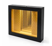 MERIGLARE Expositor de Luz Decorativa Lámpara para Escritorio Panel Espejado 3D de Infinito Luz para Ambiente Marco de Madera y Acrílico Adecuada para Estación de Juego Oficina Sala