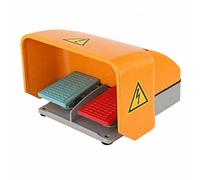 MERIGLARE Interruptor de Doble Pedal Industrial Pedal Robusto con Dos Pedales Texturizados con Cubierta Protectora y Carcasa de Aluminio con Cableado por Base
