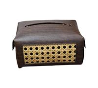 MERIGLARE Portapañuelos Rectangular de Piel PU Resistente Y Decorativo para Mostrador de Baño Dormitorio O Escritorio Apto para Uso en Hogar Y Oficina, Marrón Oscuro, Individual