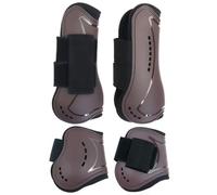 MERIGLARE Protector de Pierna de Caballo Botas Tendón Bota de Salto Funda de Pata con Carcasa Rígida PU y Forro Neopreno Absorbente Correas Nylon con Adecuado, Marrón, Grande