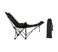 MERIGLARE Silla de Camping Portátil con Reposapiés Extraíble Y Bolsa para Transporte Al Aire Libre, Negro