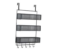 MERIGLARE Soporte de Puerta para Colgar en La Parte Trasera, Cesta Metálica, Espacio, Instalación Sencilla, L Black, tal como se describe