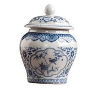 MERIGLARE Tarro de Almacenamiento de Té Cerámica Decorativo Hogar Resistente Multifuncional con Tapa Hermética en Tradición China Adecuado para Sala C, Style B, Individual