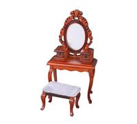 MERIGLARE Tocador con Taburete para Casa de Muñecas a Escala 1:12, Ideal para Exhibir en Una Escena de La