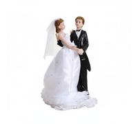 MERIGLARE Wedding Cake Topper Figura Novios Boda Topper Tarta Nupcial Adorno Pastel Escultura Resina Artesanía Detallada Vestido y Esmoquin Adecuado para Sesión de Fotos Escaparate, A