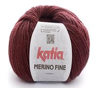 MERINO FINE de Lanas Katia. Ovillo de color burdeos Cod.43