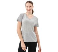 Merino Protect Camiseta de Lana Merino 100% para Mujer Cuello V Manga Corta Capas Base Resistencia a Olores Tops para Senderismo al Aire Libre
