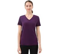 Merino Protect Camiseta de Lana Merino 100% para Mujer Cuello V Manga Corta Capas Base Resistencia a Olores Tops para Senderismo al Aire Libre