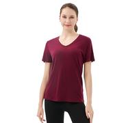 Merino Protect Camiseta de Lana Merino 100% para Mujer Cuello V Manga Corta Capas Base Resistencia a Olores Tops para Senderismo al Aire Libre