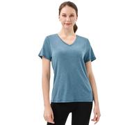 Merino Protect Camiseta de Lana Merino 100% para Mujer Cuello V Manga Corta Capas Base Resistencia a Olores Tops para Senderismo al Aire Libre