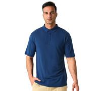 Merino Protect Polo de lana merino 100% para hombre, antiolor, manga corta, absorbe la humedad, capa base para viajes, Azul real profundo, Medium