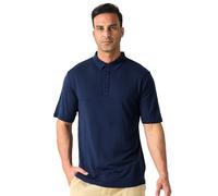 Merino Protect Polo de lana merino 100% para hombre, antiolor, manga corta, absorbe la humedad, capa base para viajes, marino, XX-Large